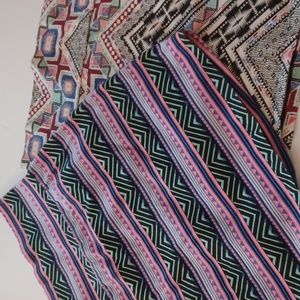 Charlotte Russe 2 mini skirts size small colorful designs 16" Aztec design